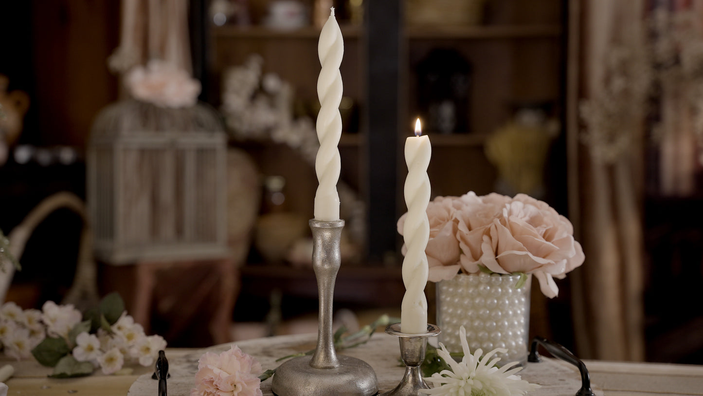 Elegant Heirloom Twisted Beeswax Taper Candles