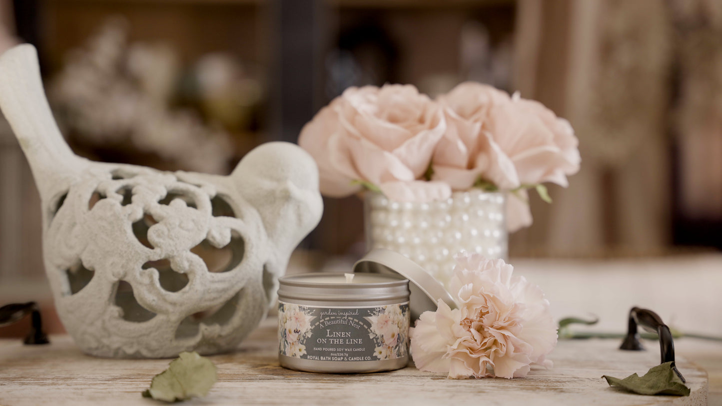 Linen on the Line Candle Tin