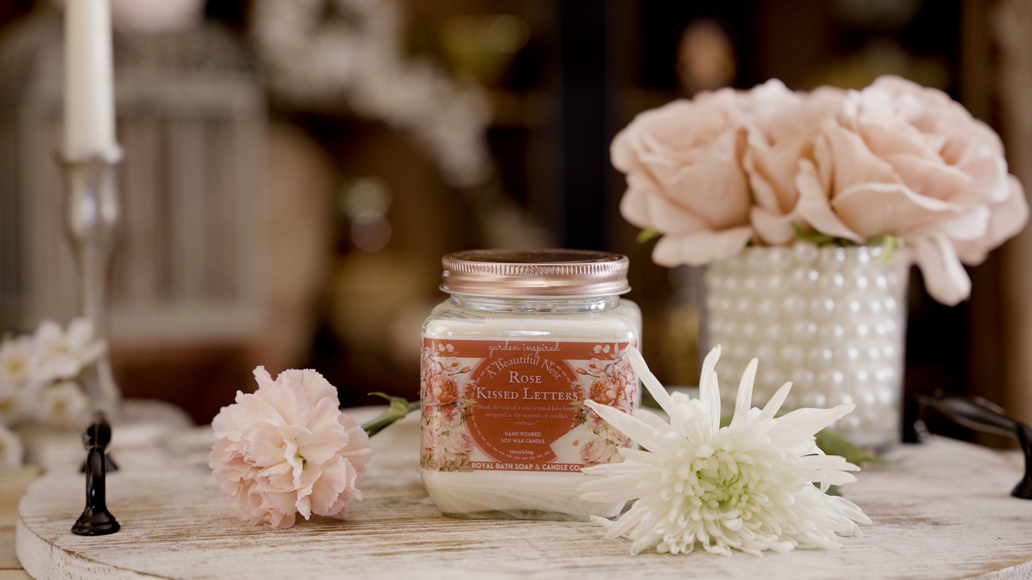 Rose Kissed Letters Candle